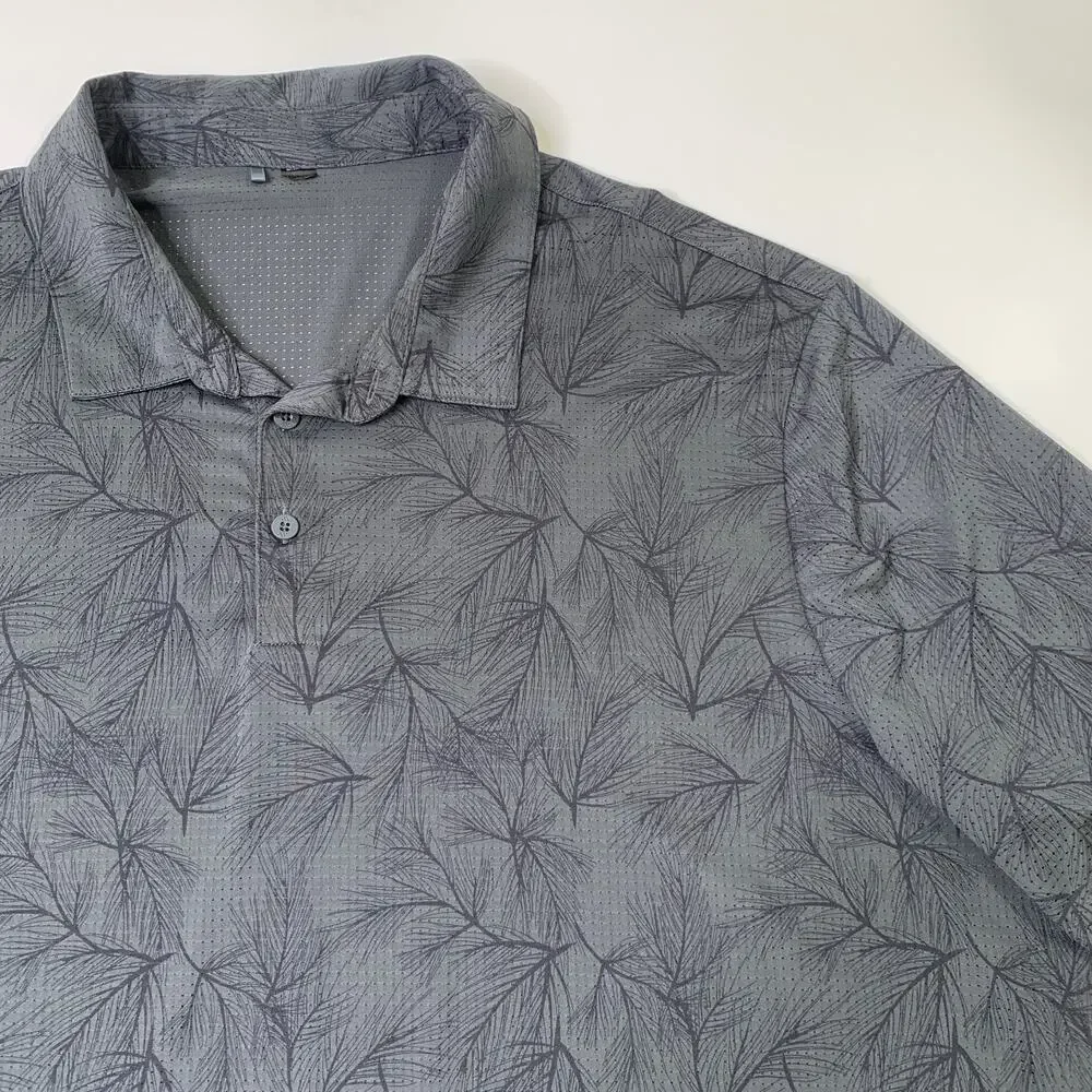Adidas Polo Shirt Mens 2XL Gray Black Ultimate365 Mesh Printed Performance Golf